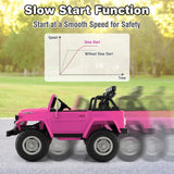 2-Seater Pink Battery Powered Ride-On Car with 3-Point Seat Belts and Doors - 12V