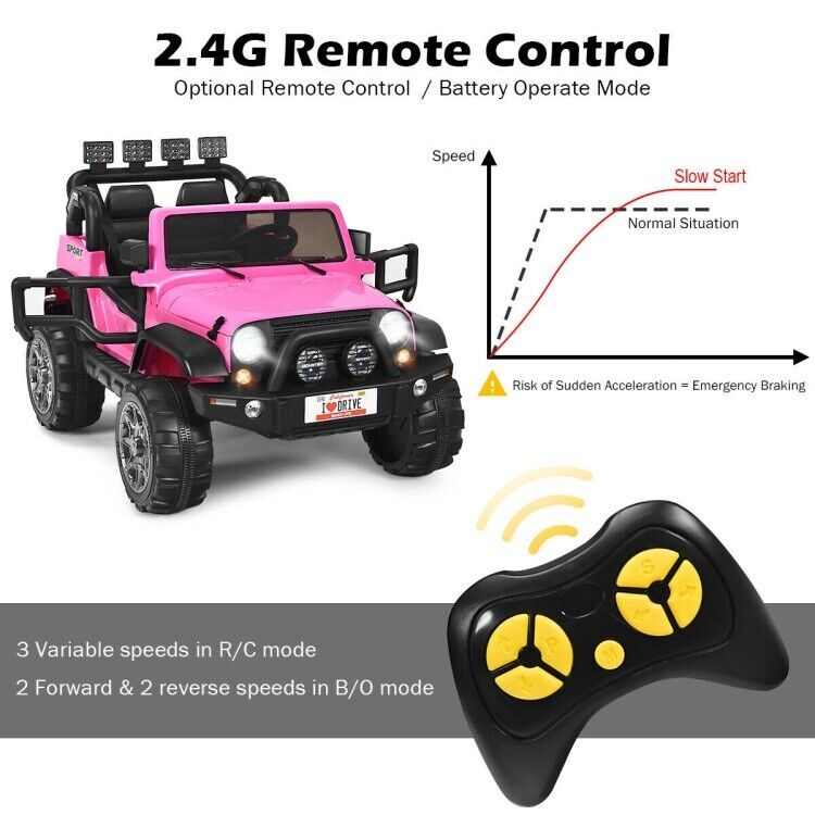 2-Seater Remote Control Ride-On Truck with Storage for Kids - 12V
