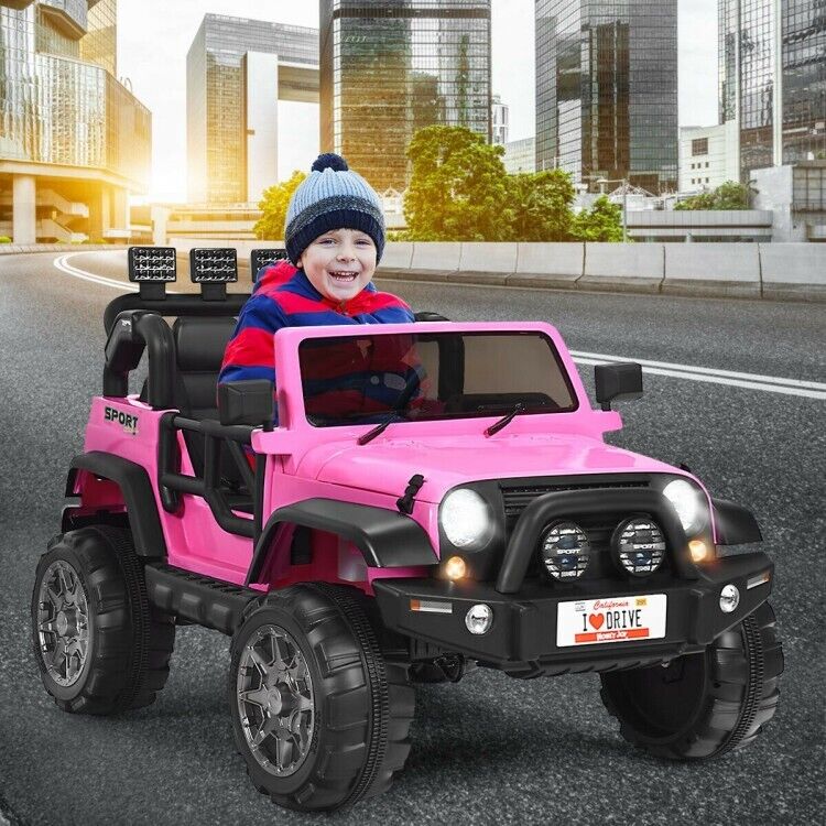 2-Seater Toddler Ride-On Truck with Remote Control and Lights - 12V Driving Toy Car