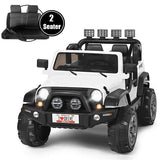 2-Seater White Ride-On Truck with Remote Control and Storage Room - 12V Power