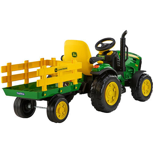 2-Speed Kids Tractor Ride-On Toy Car with FM Radio for Outdoor Play in the Lawn or Backyard