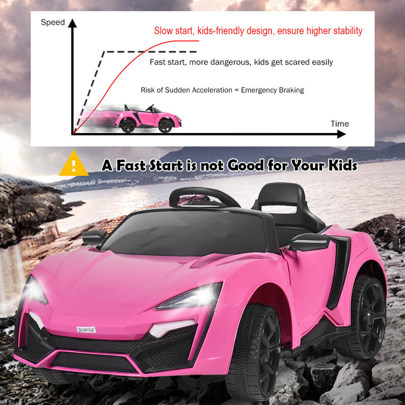 Electric Pink Ride-On Car for Kids with Remote Control, Lights, Music, and Openable Doors