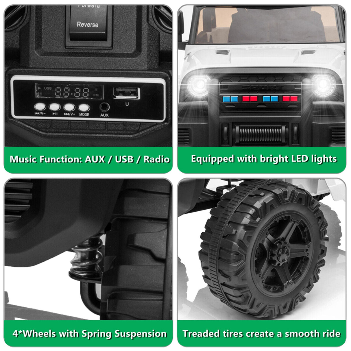 2.4G Remote Control Electric Dual Drive Kids Ride-On Truck Jeep Toy