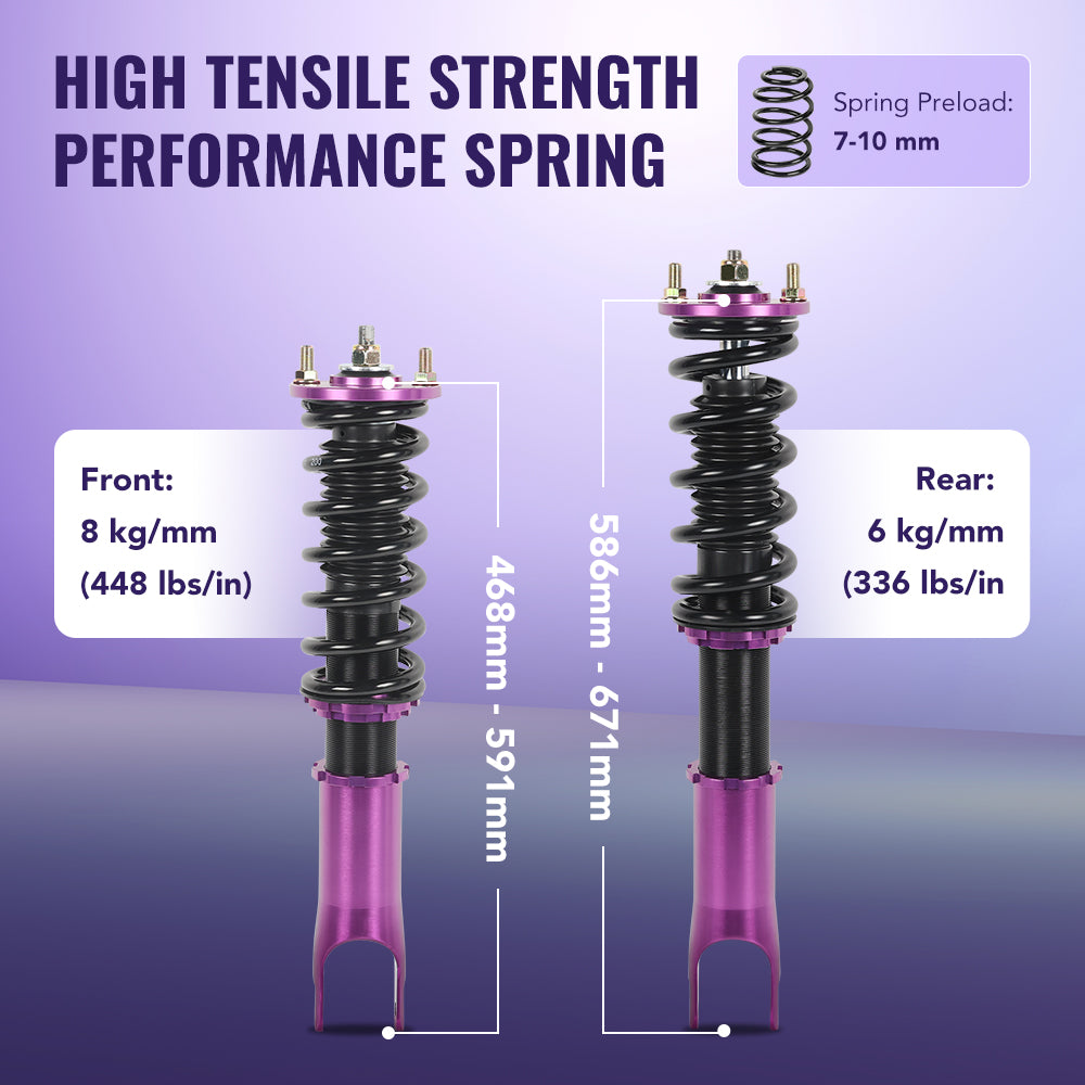 2000-2009 Honda S2000 Base Convertible 2D 2.0 DOHC Coilover Shock Absorbers Struts 4PCS