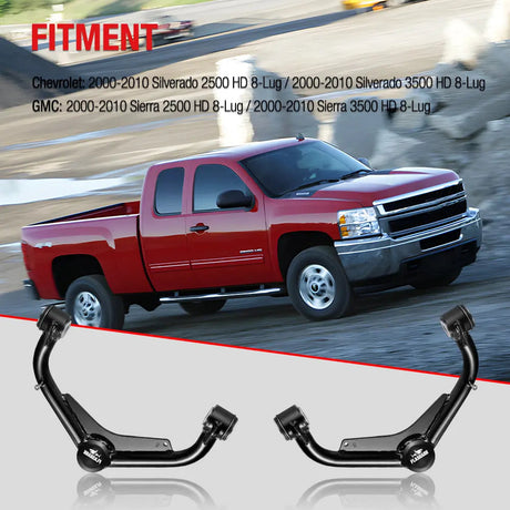 2000-2010 Chevy Silverado GMC Sierra 2500 3500HD Hummer H2 Lifted Front Upper Control Arms 2 Inch-4 Inch Flashark