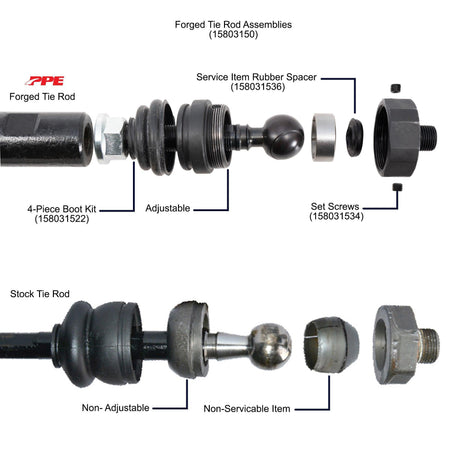 2001-2010 Duramax PPE Stage 3 Forged Tie Rod Assemblies (158031500)