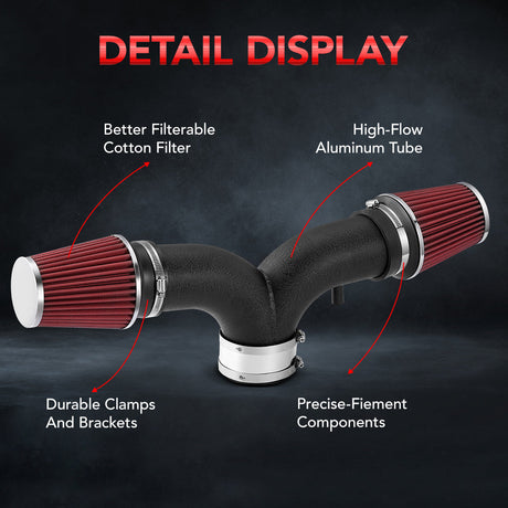2002-2004 Chevrolet Corvette 2003-2010 Dodge Ram 1500 3.7L 4.7L 5.7L Short Ram Dual Air Intake Kit Flashark