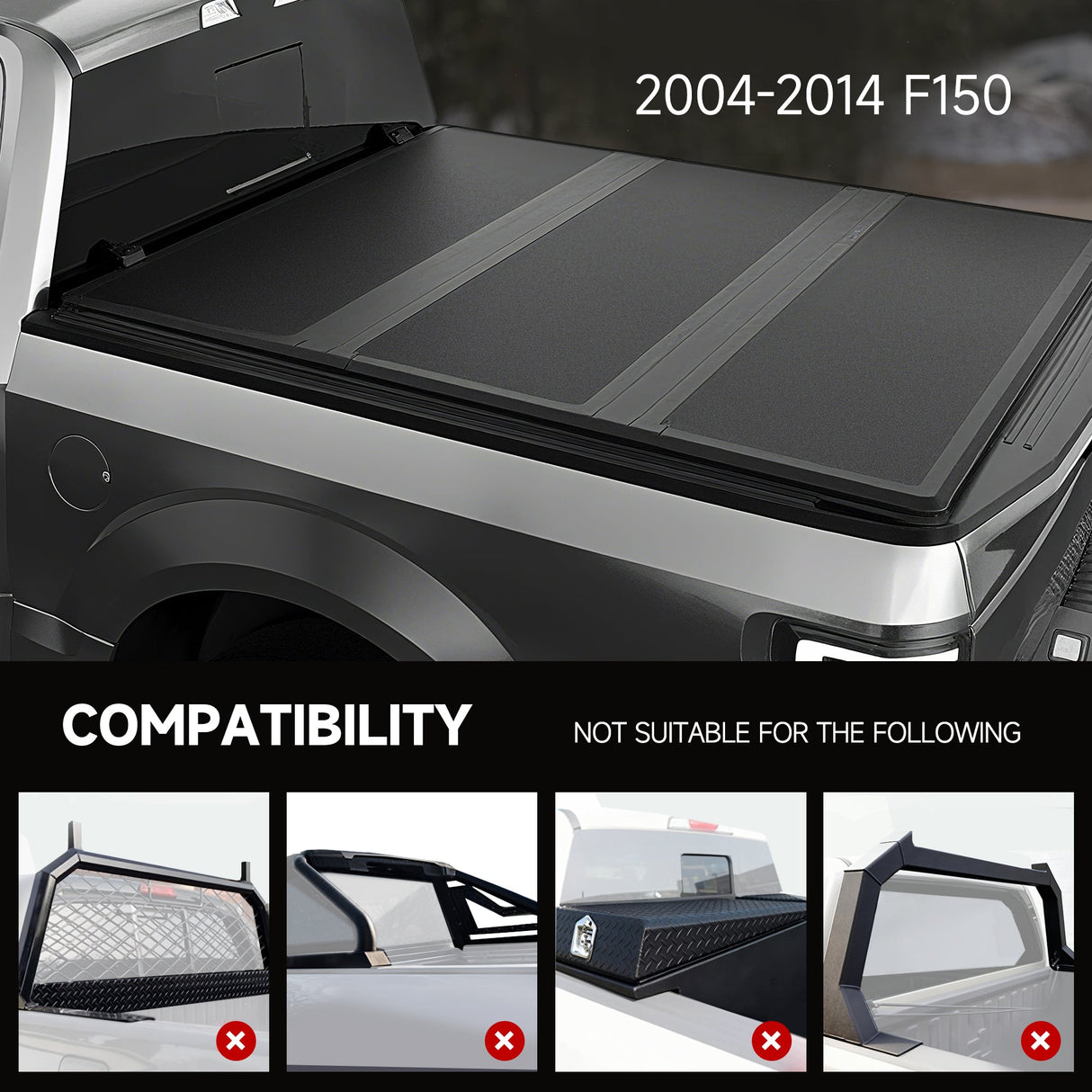 Trucktok 2004-2014 Ford F150 5.5FT Hard Tri-Fold Tonneau Cover Truck Bed Pickup TruckTok
