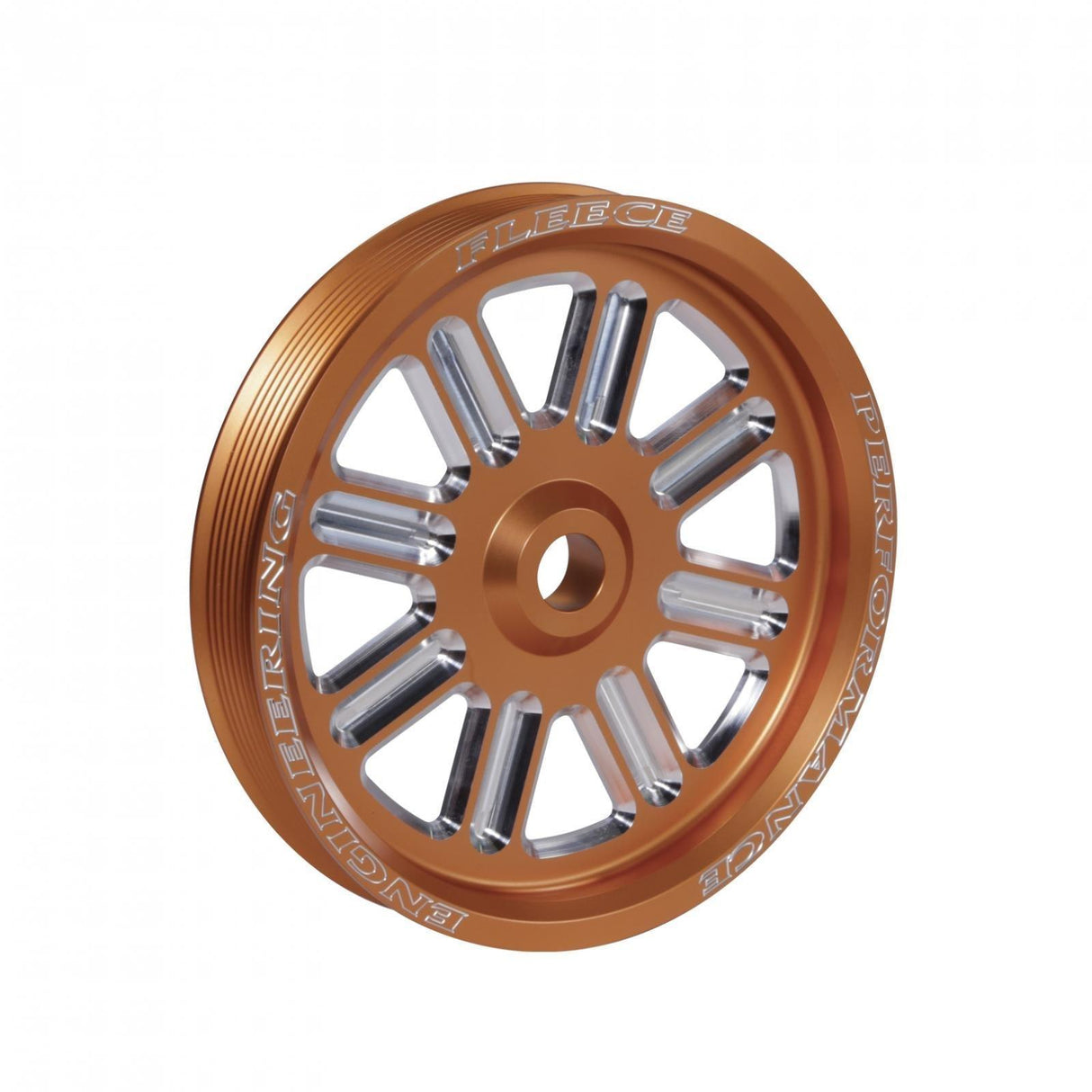 2004-2018 Cummins 5.9L/6.7L Spoke Design Dual Pump Pulley Fleece Orange (FPE-34211-ORG-SPK)