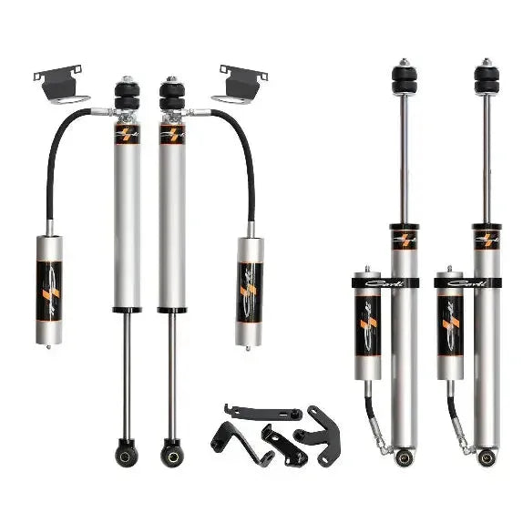 2005-2024 Powerstroke Carli Pathfinder 2.5 Level Height Remote Shocks & Reservoir Mounts (CS-FLVLSPKG-CS25RR-A)