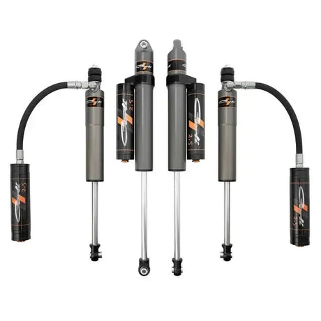 2005-2024 Powerstroke Carli Pathfinder 2.5 Level Height Remote Shocks & Reservoir Mounts (CS-FLVLSPKG-CS25RR-A)