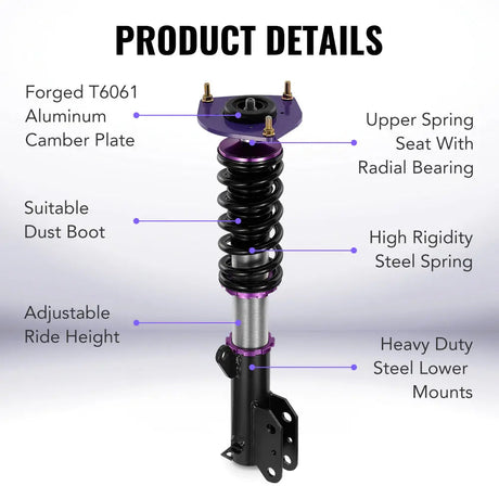 2007-2012 Nissan Sentra 32-Way Damping Coilover Shock Absorbers Struts | Flashark Flashark