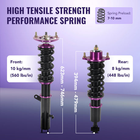 Adjustable Coilovers for 2007-2017 Dodge Caliber, Jeep Compass, Patriot 4PCS Flashark