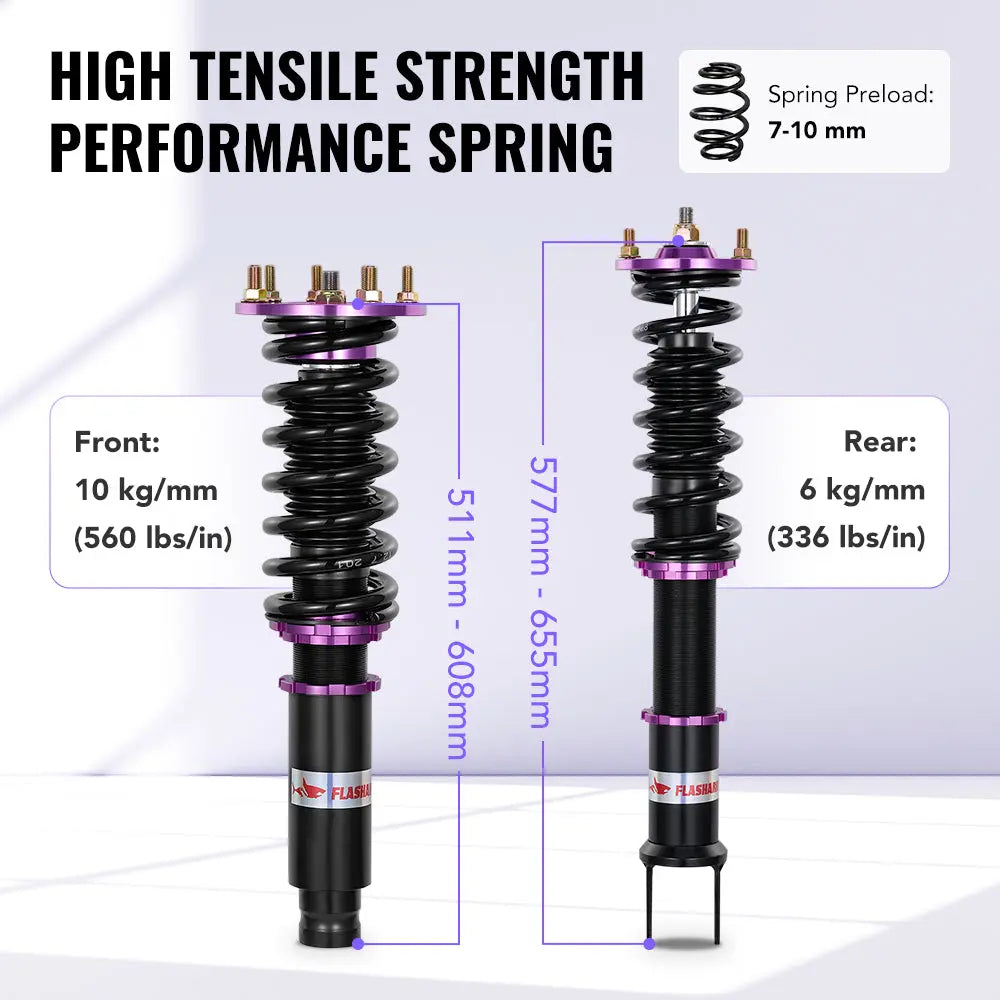 For 2008-2012 Honda Accord Coilover Shock Absorbers Struts 4PCS Flashark