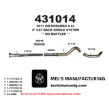 2011-2015 Duramax LML 4" Cat Back Exhaust No Muffler (431014)