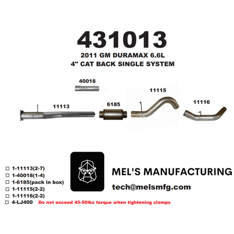 2011-2015 Duramax LML 4" Cat Back Exhaust w/ Muffler (431013)
