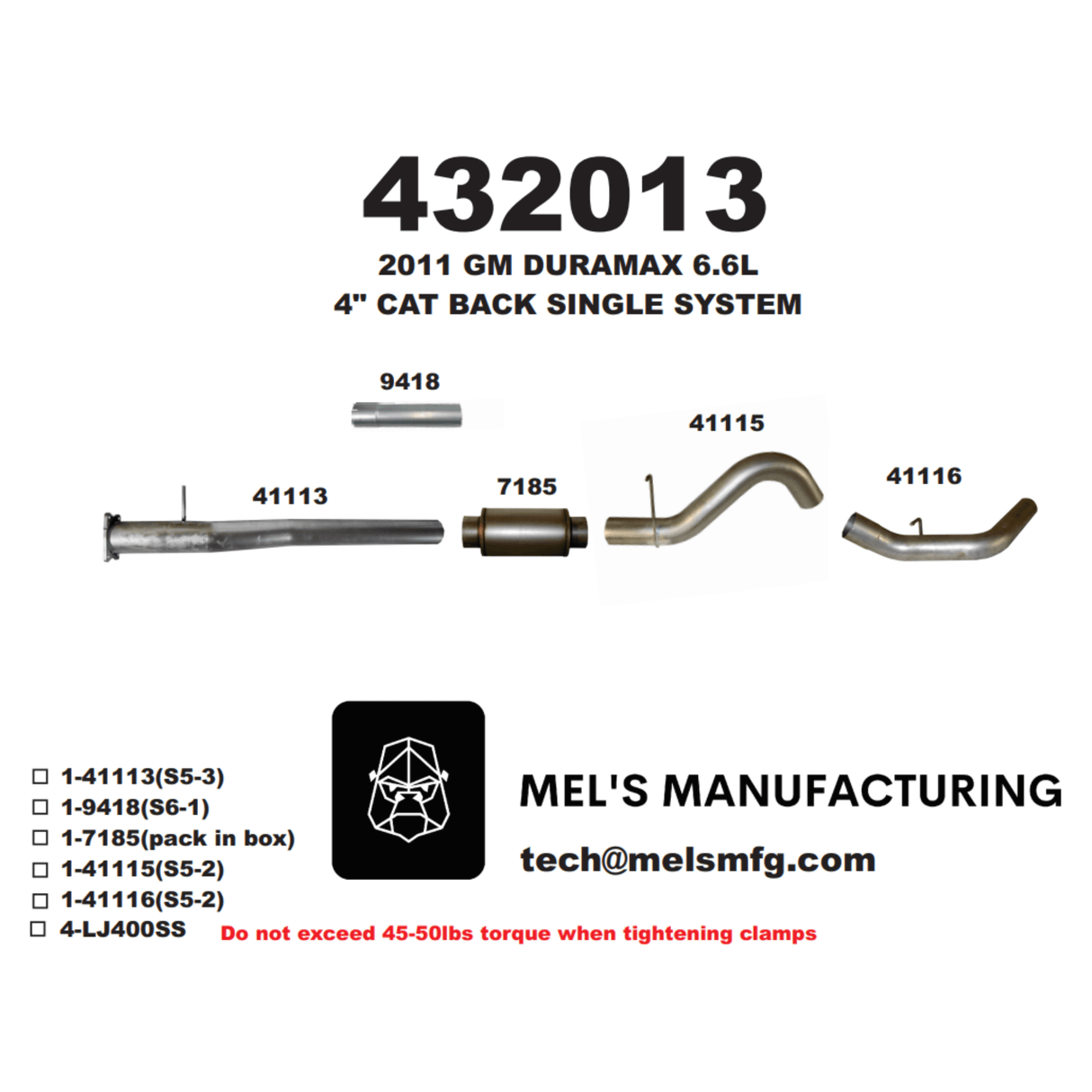 2011-2015 Duramax LML 4" Cat Back Exhaust w/ Muffler (431013)