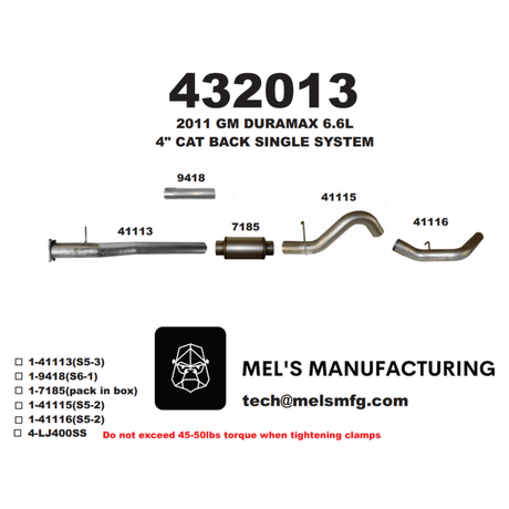 2011-2015 Duramax LML 4" Cat Back Exhaust w/ Muffler (431013)