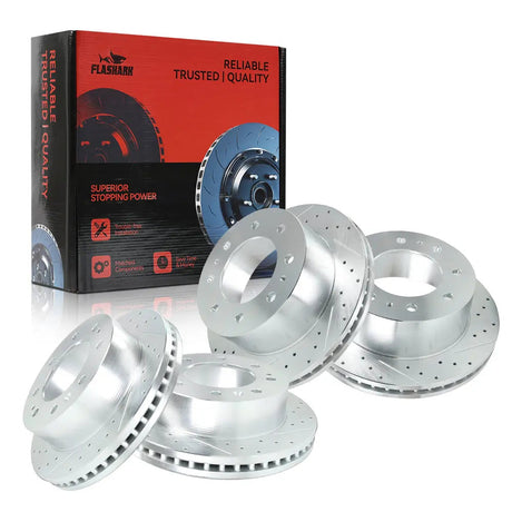 2011-2019 Chevy Chevrolet Silverado GMC Sierra 2500 3500 Disc Brake Rotors - Front and Rear Flashark