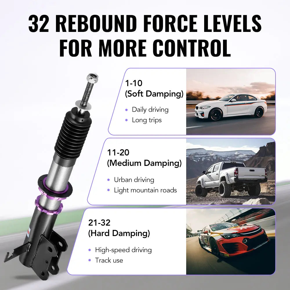 2013-2015 Chevrolet Malibu 32-Way Damping Coilover Shock Absorbers Struts