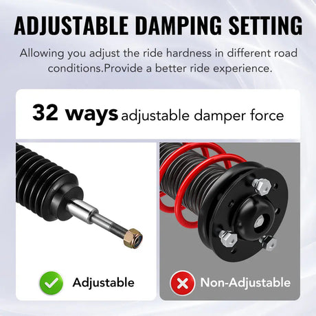 2013-2020 Ford Fusion Coilover Shock Absorbers Struts w/ 32-Way Damping Force Adjustment
