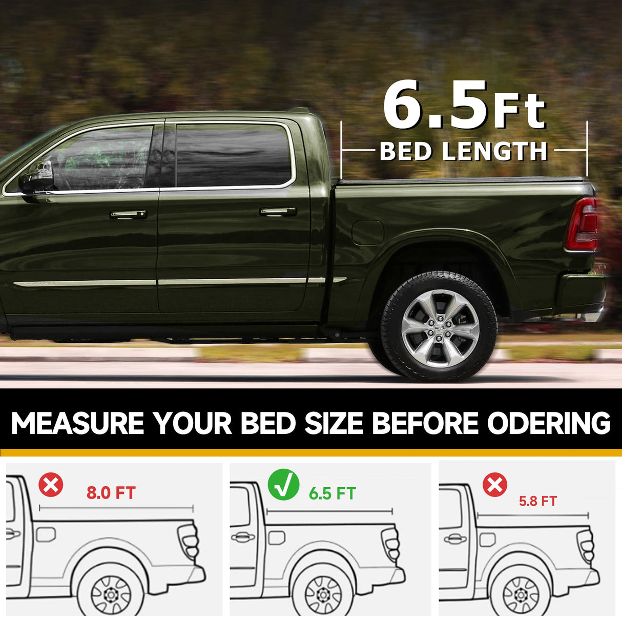 Trucktok 2014-2019 Chevy Silverado Sierra 6.5FT 3-Fold Hard Bed Tonneau Cover TruckTok