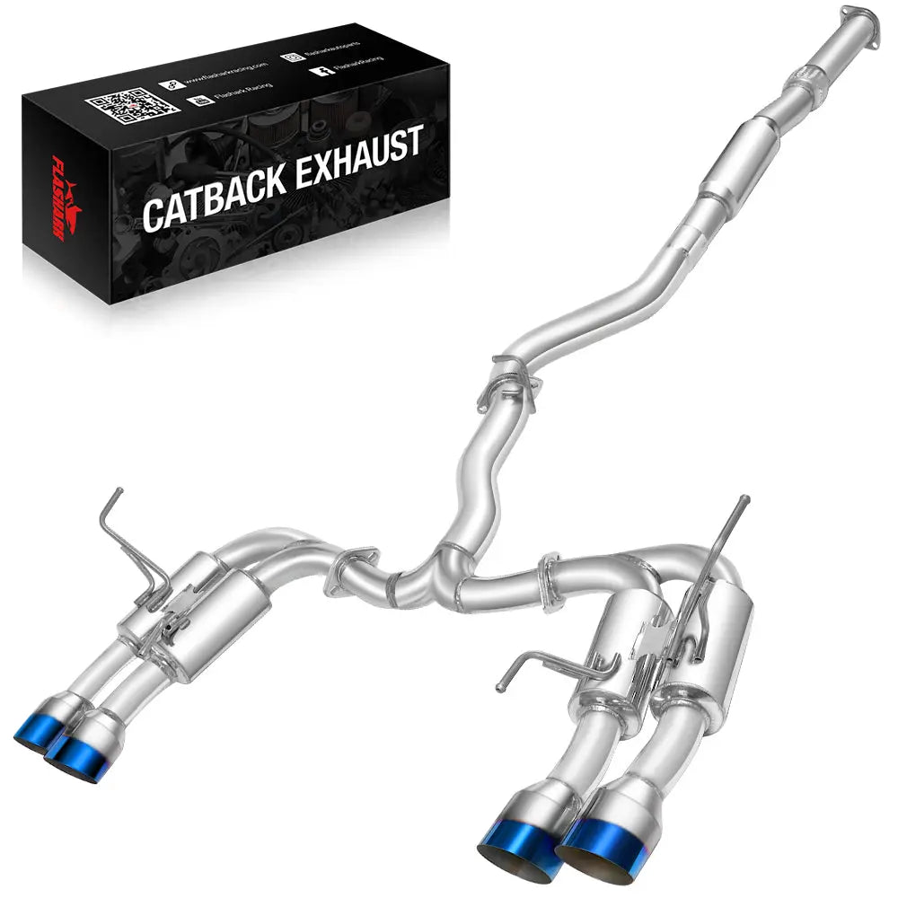 Catback&Axleback Exhaust System for 2015-2021 Subaru WRX / STI, 4-inch Quad Muffler Tips, N1 Style Burnt Tip Flashark