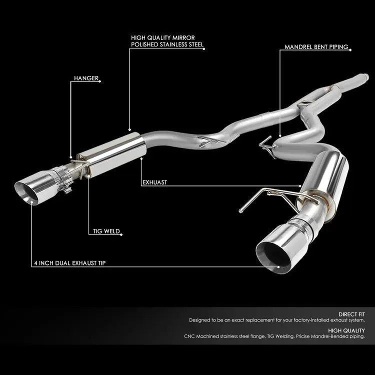 Catback Exhaust System For 2015-2023 Ford Mustang 2.3L EcoBoost W/ N1 Muffler Tip Flashark