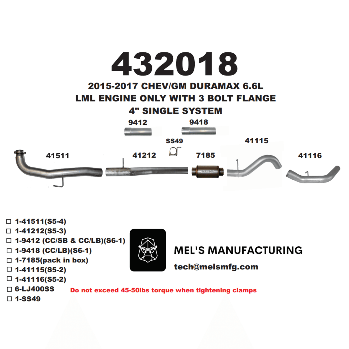 2015.5-2016 Duramax LML 4" Downpipe Back Exhaust w/ Muffler (431018)