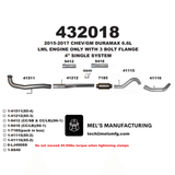 2015.5-2016 Duramax LML 4" Downpipe Back Exhaust w/ Muffler (431018)