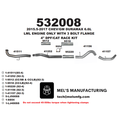 2015.5-2016 Duramax LML 5" Downpipe Back Exhaust No Muffler (531008)