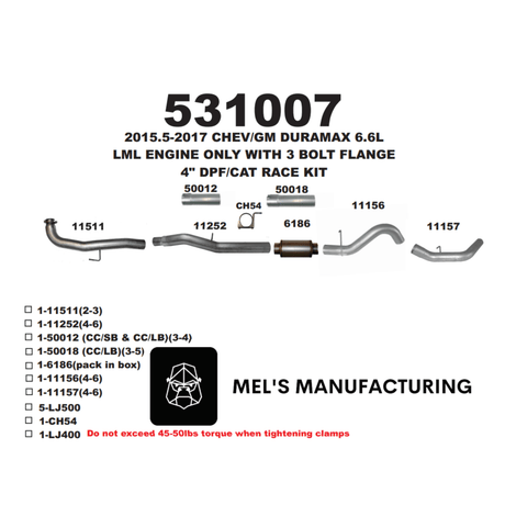 2015.5-2016 Duramax LML 5" Downpipe Back Exhaust w/ Muffler (531007)