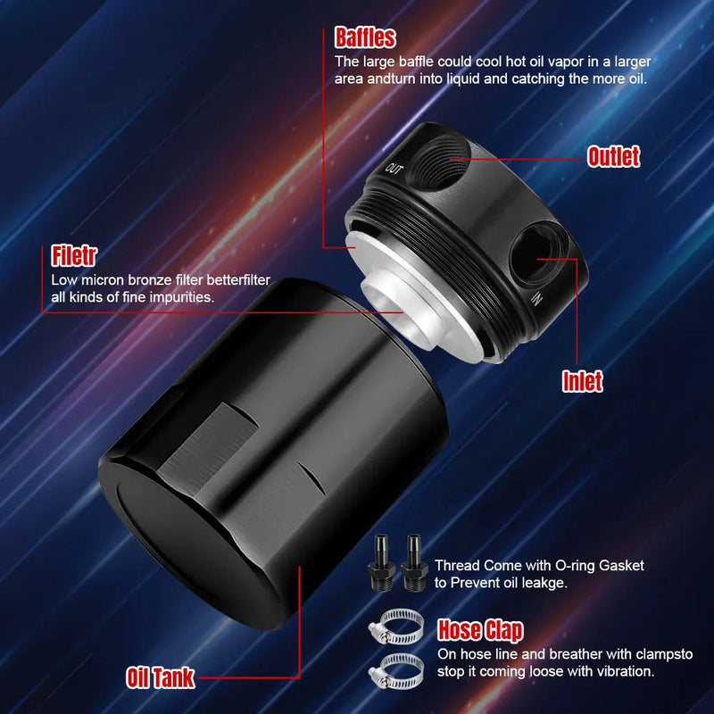 For 2018-2024 Honda Accord 1.5T Baffled Oil Catch Can PCV Side Flashark