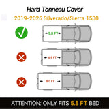 Trucktok 2019-2025 Chevy Silverado Sierra 5.8FT 3-Fold Hard Bed Tonneau Cover TruckTok