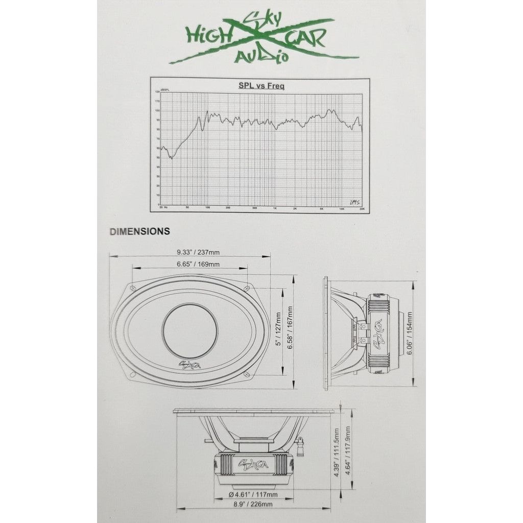 Sky High Car Audio SH-HD69.4E 6"x9" 250W RMS Hybrid Midrange Coaxial Speaker (Single) Sky High Car Audio