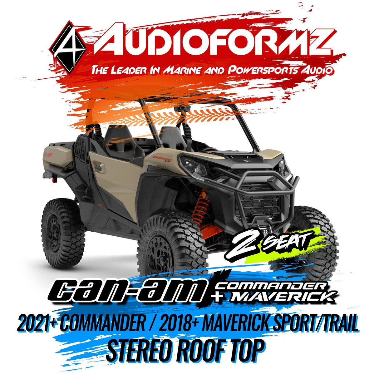 2021+ Can-Am Commander / 2019+ Maverick Sport / 2018+ Maverick Trail Stereo Tops (2-Seat) Can-Am