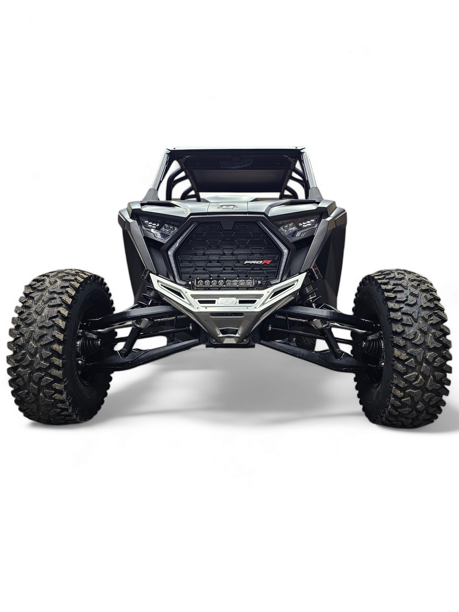 2022-2026 Polaris RZR Pro R, Pro S, Turbo R Machined Billet Front Winch Bumper (Clear Anodize) www.elektricoffroad.com