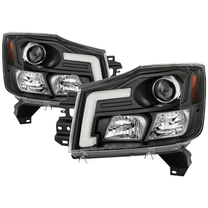 Phares de projecteur Spyder 04-15 Nissan Titan / 04-07 Nissan Armada V2 - Noir PRO-YD-NTI04-DRL-BK