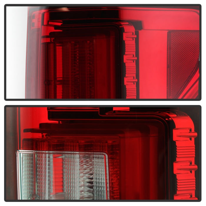 Feux arrière à LED Spyder 18-19 Ford F-150 (sans capteur d'angle mort) - Rouge transparent (ALT-YD-FF15018-LED-RC)