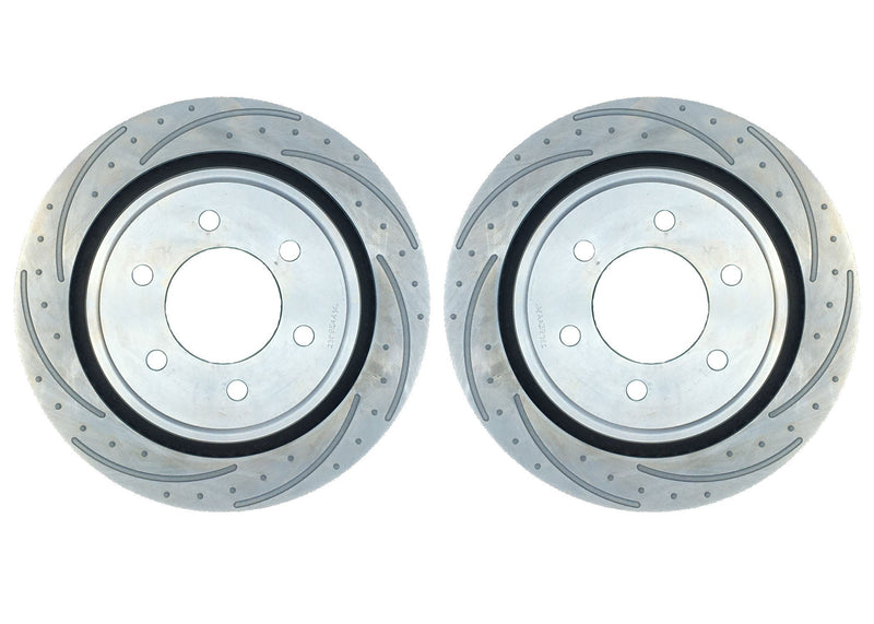 New Performance Rotors, Rear- Pair, Dimple Drilled/Slotted & Zinc Plated 05-20 Chevy/GM/Cadillac 1/2-Ton. 23178AA3L/3R