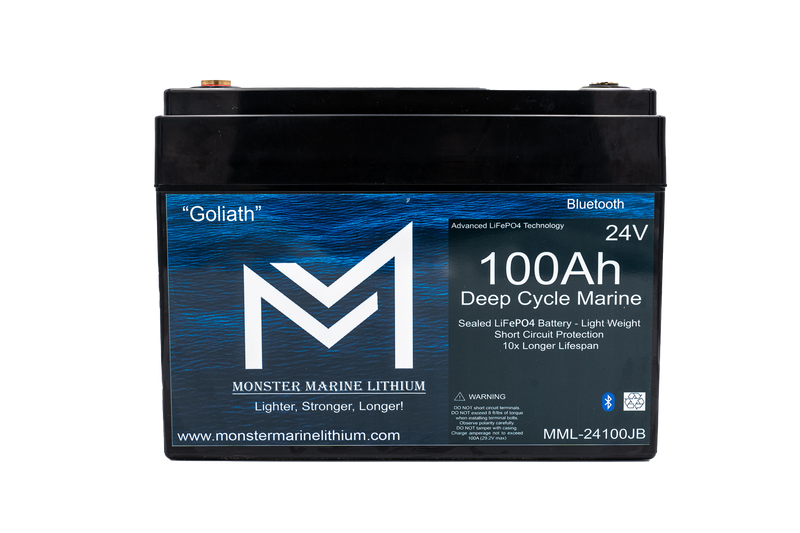 24V 100Ah Lithium Bluetooth Marine Trolling Battery "Goliath"