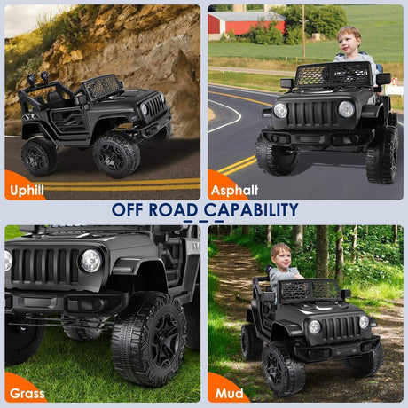 24V/12V Kids Electric Ride On Jeep with Remote Control, 3 Speeds and LED Lights