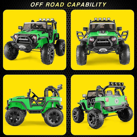 24V/12V Kids Electric Ride On Jeep with Remote Control, 3 Speeds and LED Lights