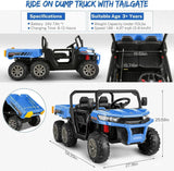 24V 4WD Electric UTV Dump Truck Car for Kids with Dump Bed - 2 Seater Ride-On Toy