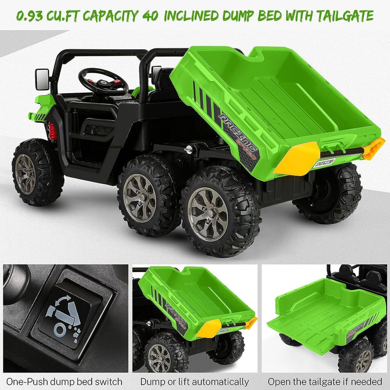 24V 4WD Electric UTV Dump Truck Car for Kids with Dump Bed - 2 Seater Ride-On Toy