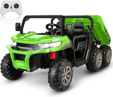 2-Seater 24V Battery-Powered 4WD Dump Truck for Kids with Remote Control