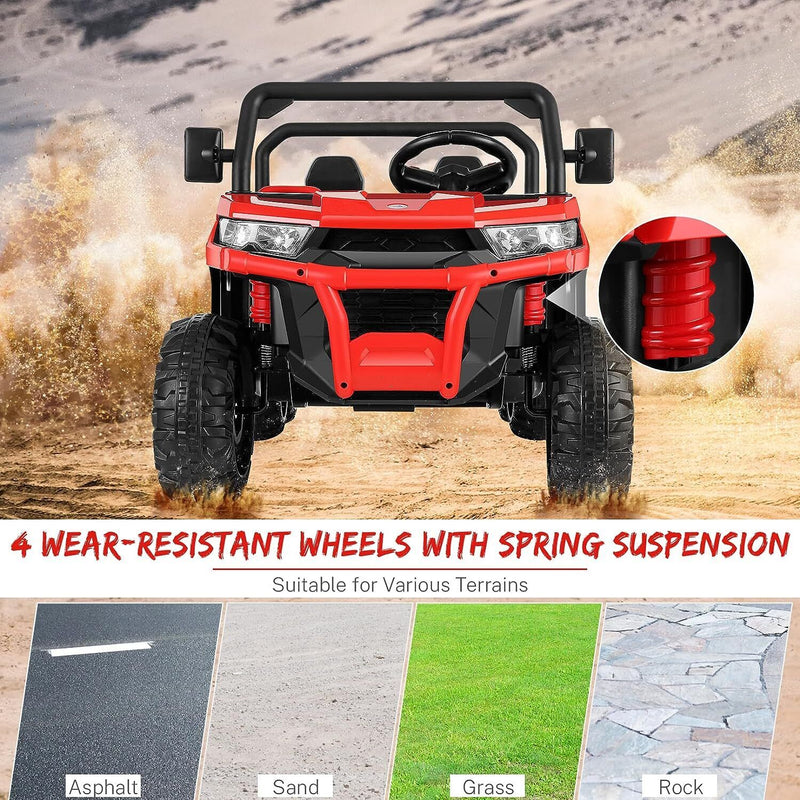 Hikole 24V 2-Seater Battery-Powered Kids Ride On Tractor with Dump Bed and RC Control