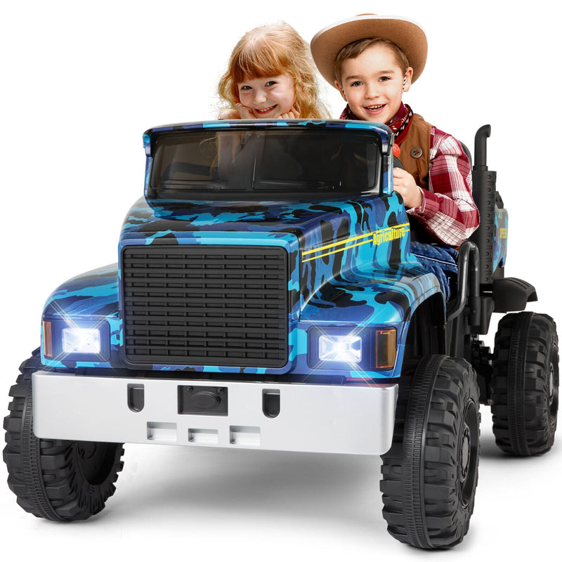 2-Seater 24V Battery Powered Kids Ride-On Truck with Camo Design and 3-Speed RC Control