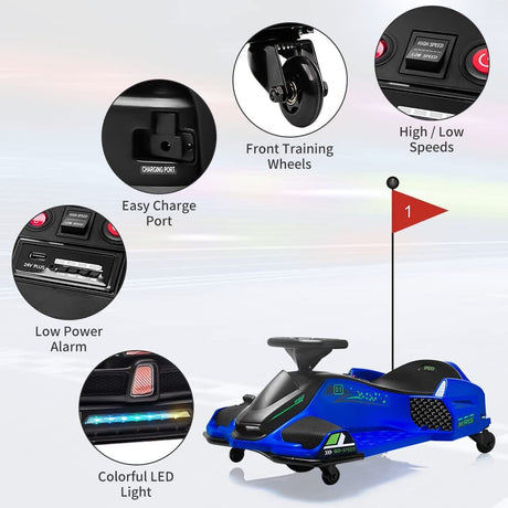 24V Kids Electric Racing Car with Drift Mode - Battery Powered Ride-On Vehicle