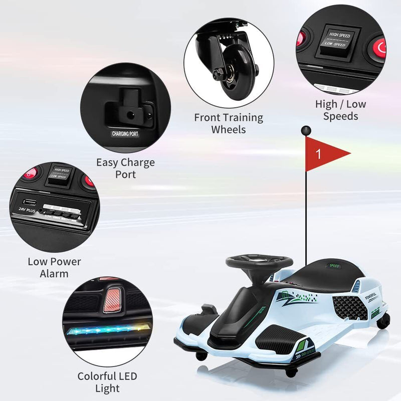 24V Kids Electric Racing Car with Drift Mode - Battery Powered Ride-On Vehicle